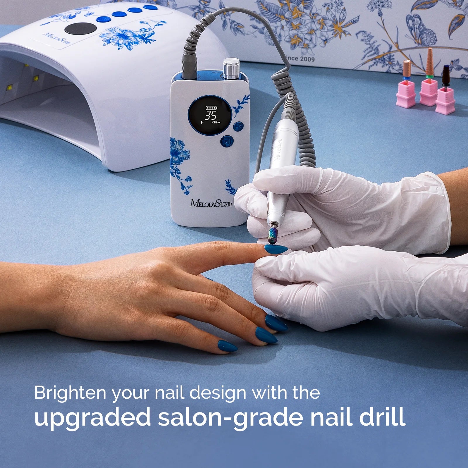 SM200F Plus Rechargeable 35,000RPM Nail Drill Art Design Gift Box