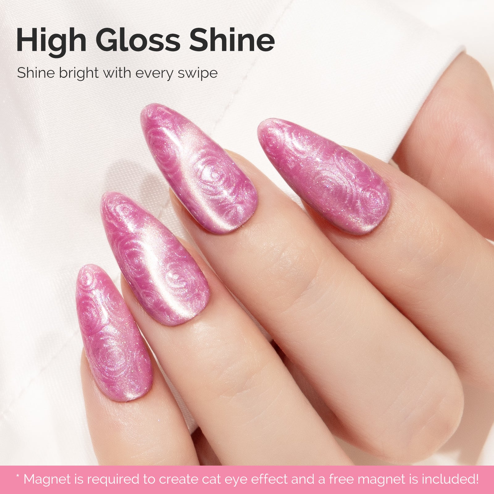 Jeweliver Cat Eye HEMA-Free & TPO-Free Gel Nail Polish 0.5 fl oz/15ml - A-1603 Pearl Bubblegum Pink