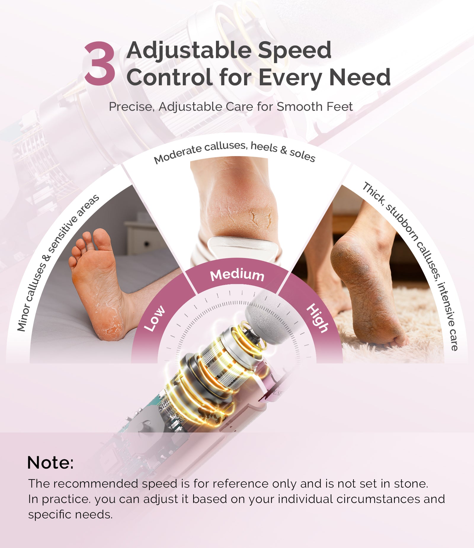 PC800G Rechargeable Feet Callus Remover - Pink Rose