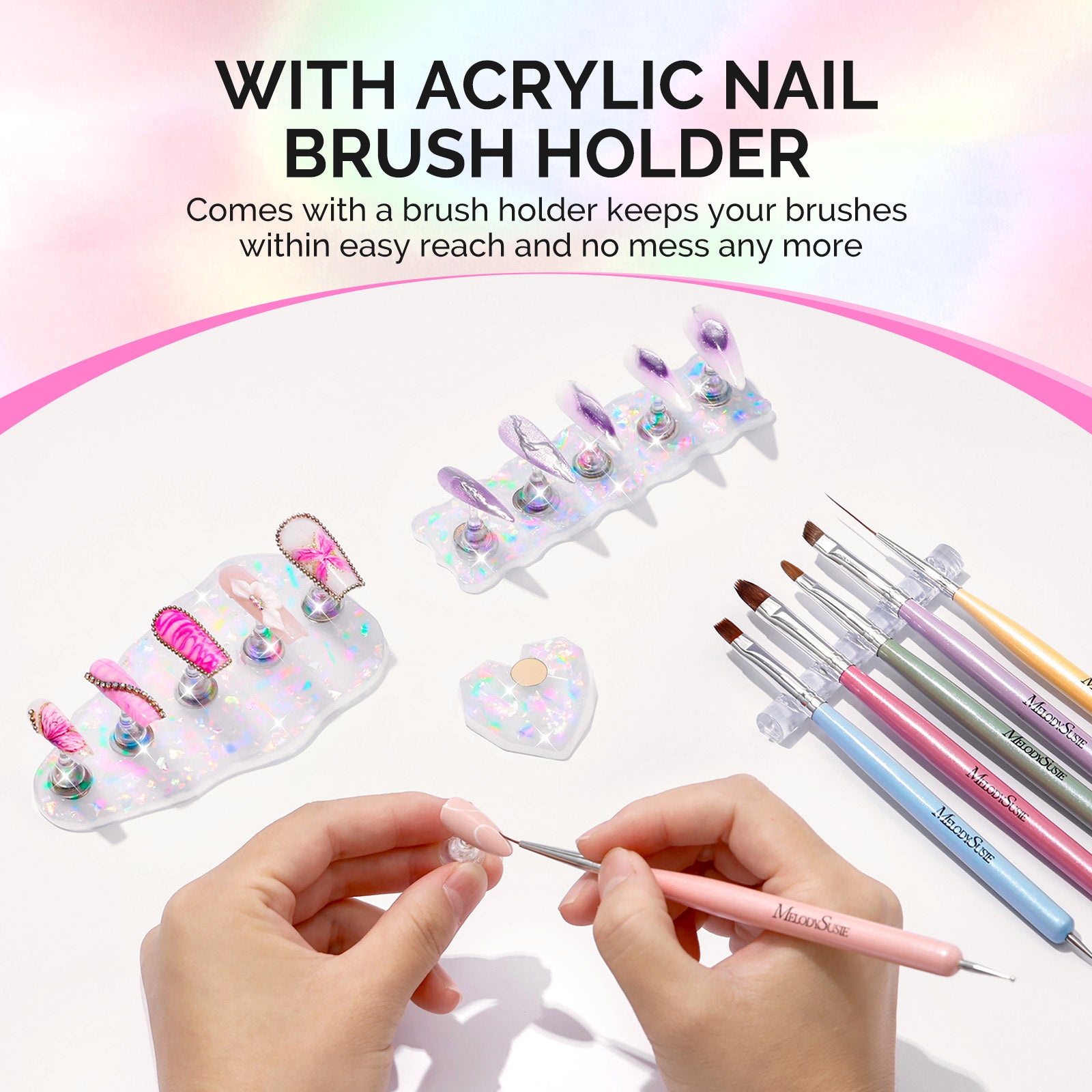 Nail Stand for Press Ons 3 PCS Shiny Magnetic Bases Set