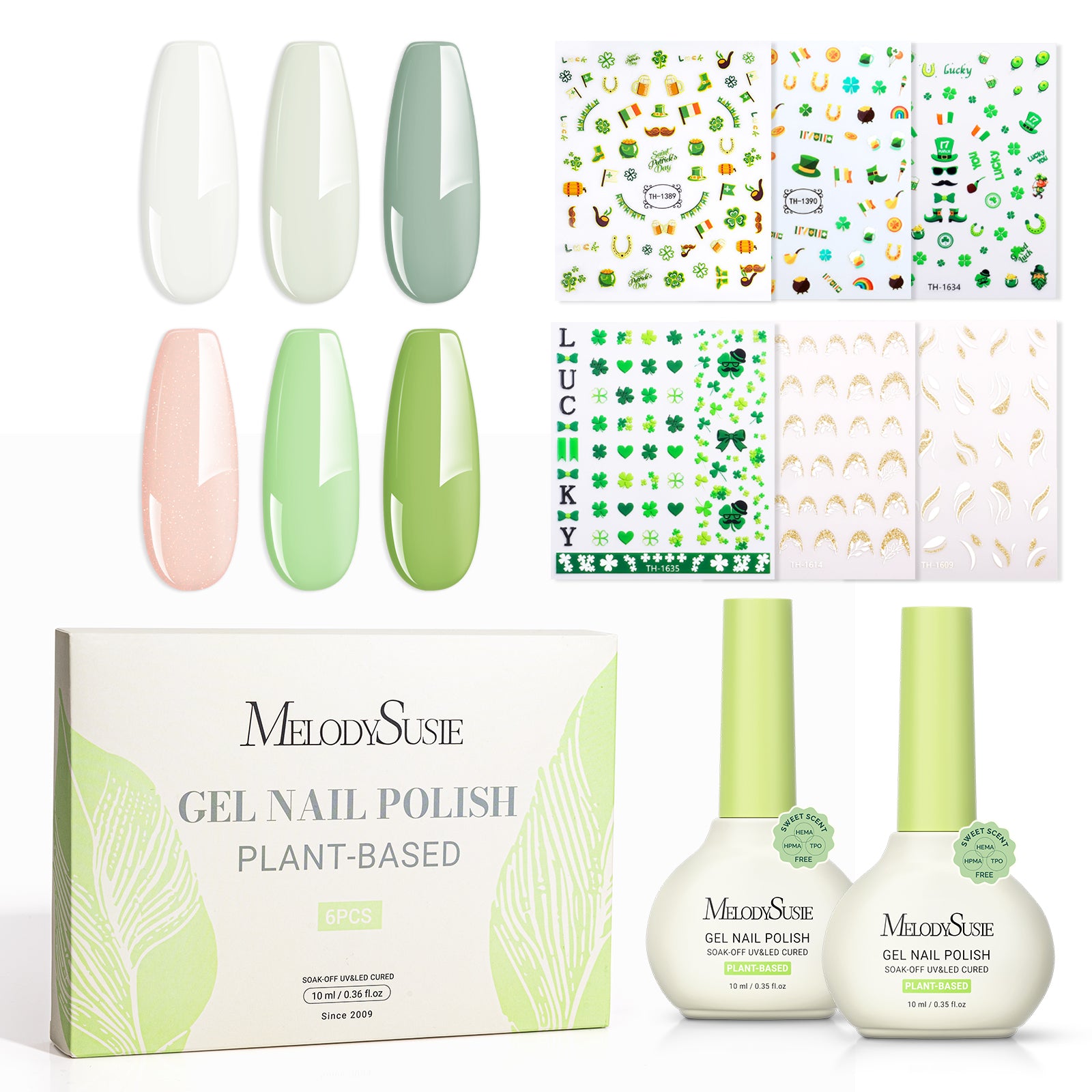 St. Patrick's Day 10ml Plant-based Nail Gel Polish Gift Box - 6 Colors