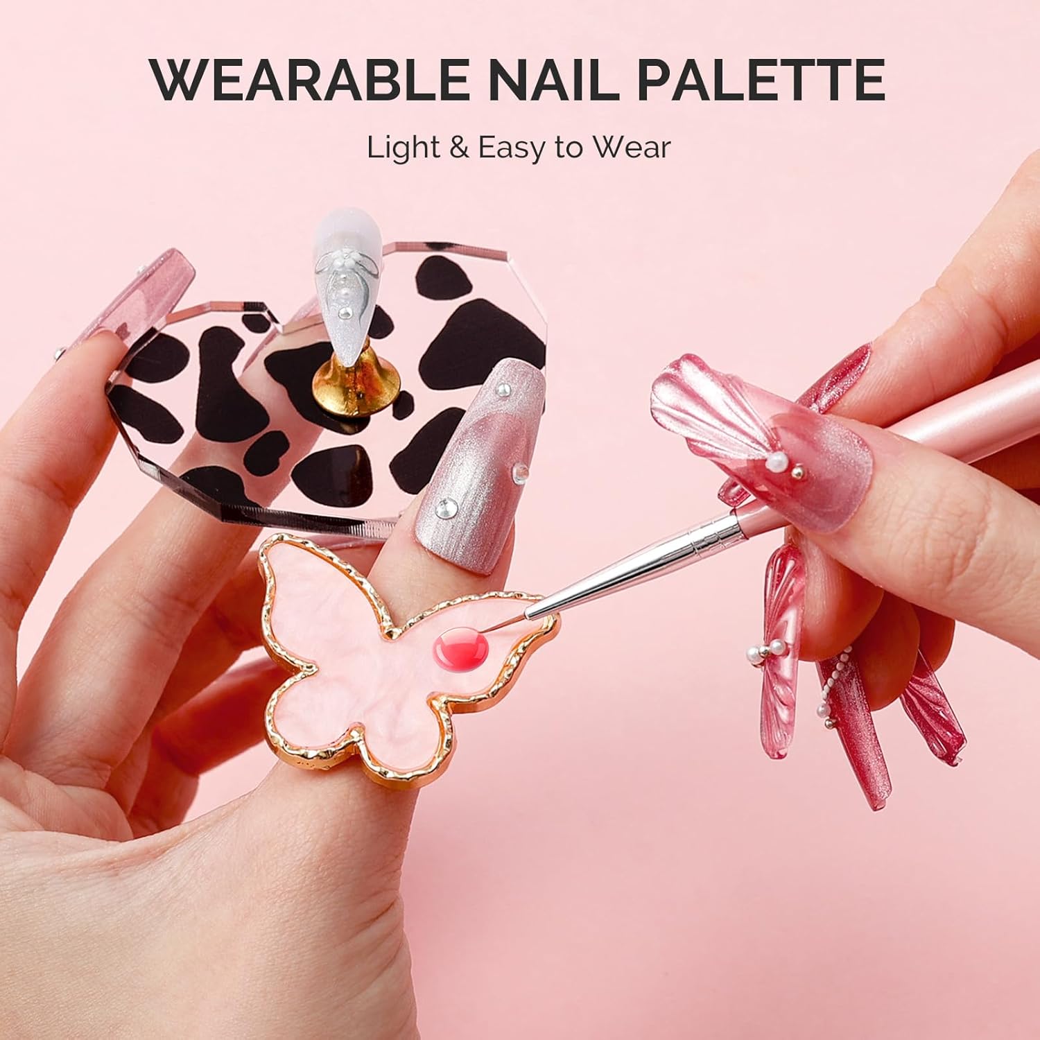 Adjustable Resin Nail Art Palette Finger Rings Set 4Pcs