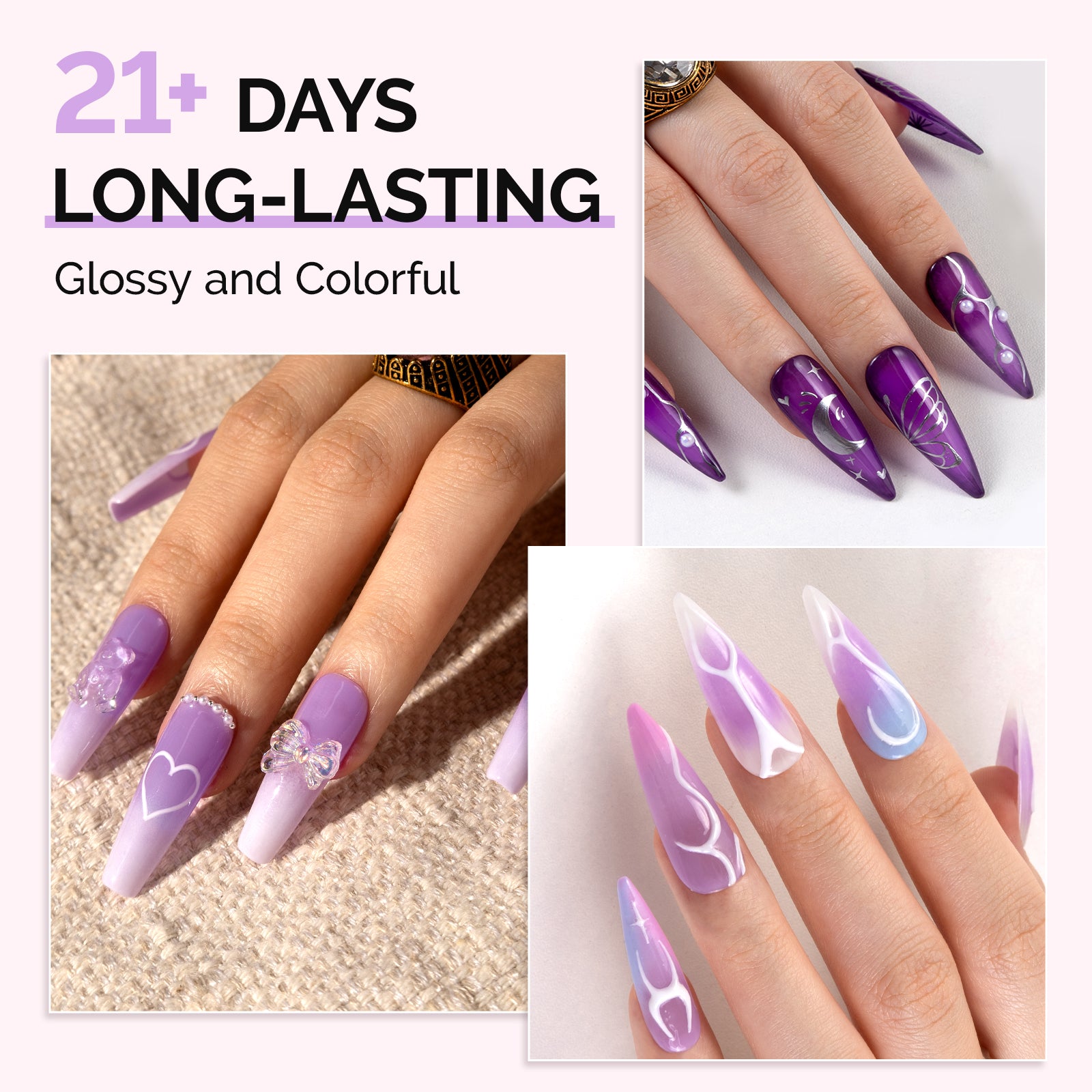 6 Colors Jeweliver Jelly Gel Nail Polish Set 0.5 fl oz/15ml - Purple
