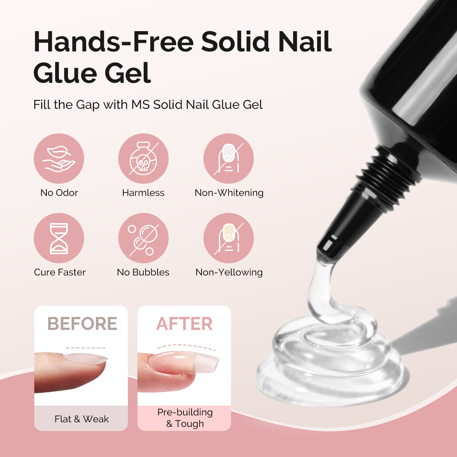 300Pcs Half Matte Clear Acrylic Full Cover Pre-Built Nail Tips & 20g Solid Nail Glue Gel