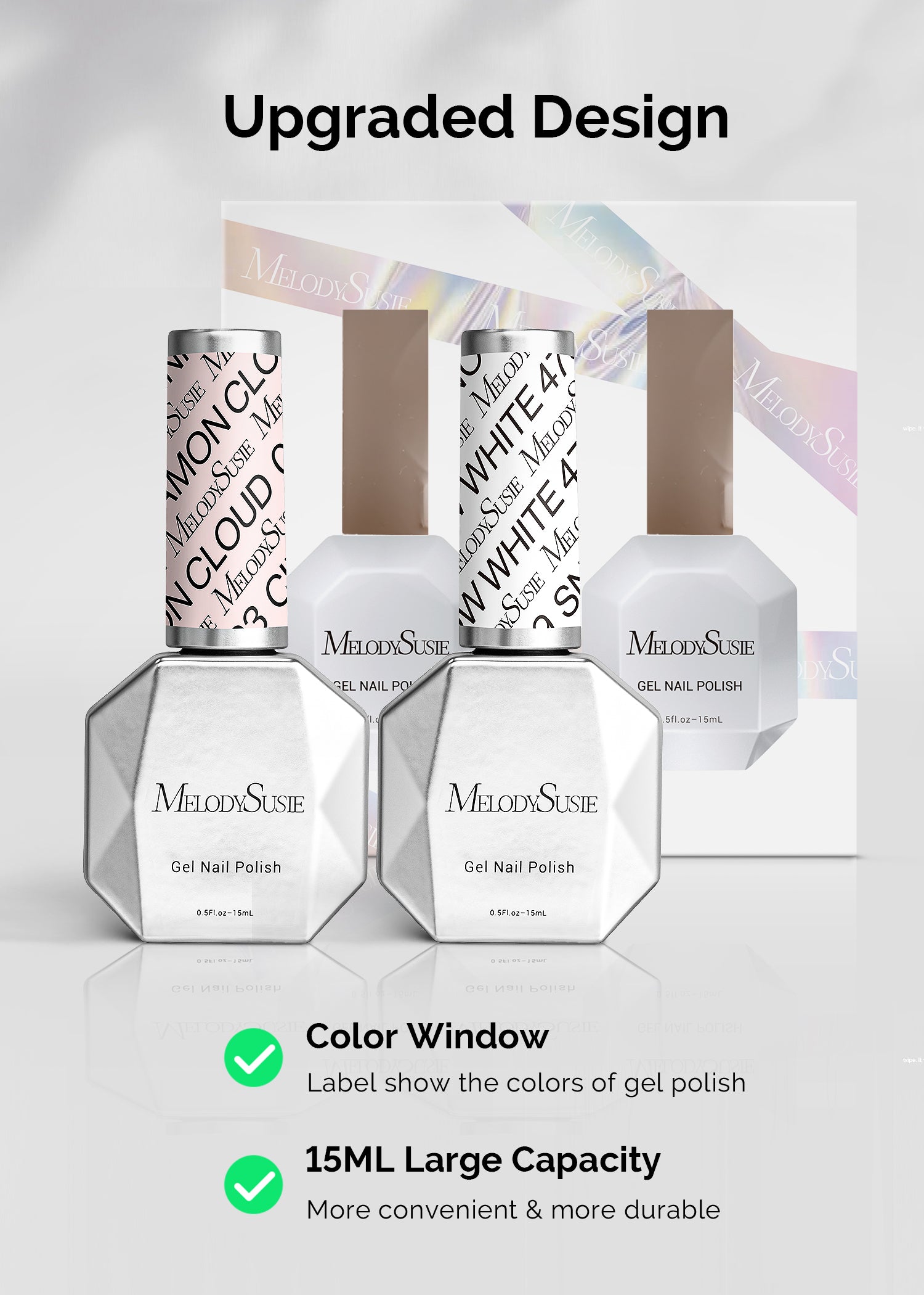 Gel Nail Polish Nude Pink and White 2 Pack 15ml
