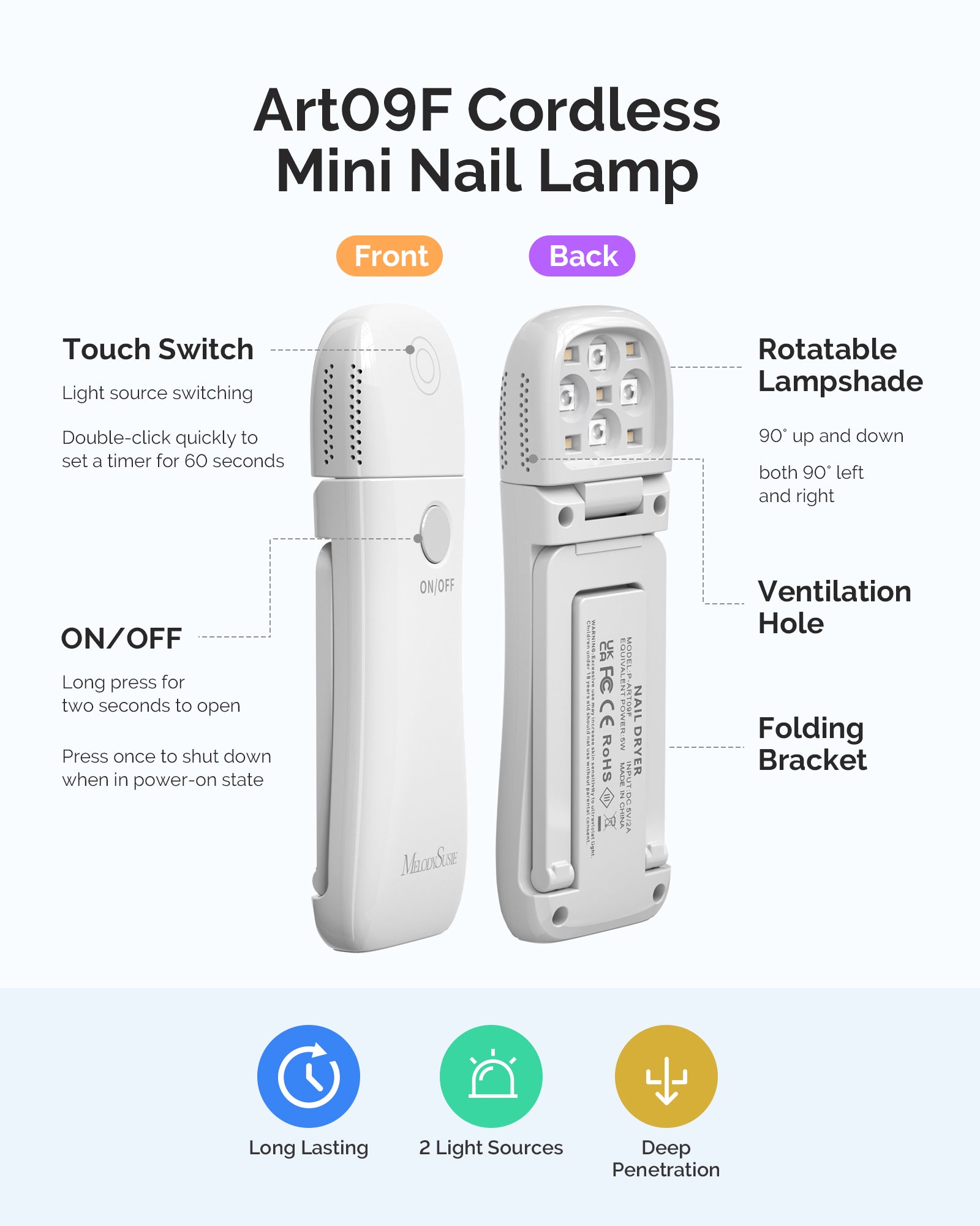 P-ART09F Foldable & Standable 2-in-1 Design LED/UV Nail Lamp - White