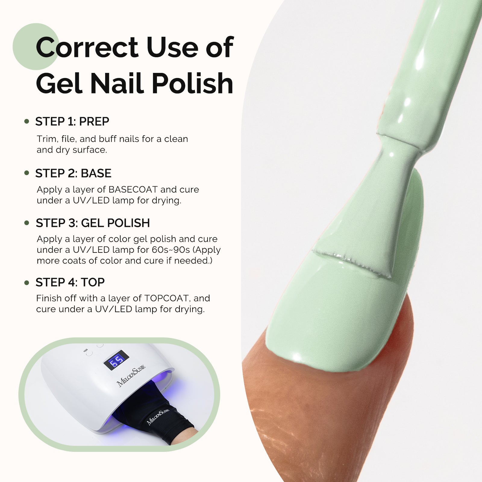 Hema Free Gel Nail Polish 0.5 fl oz/15ml - K0836 Thick Creamy Light Mint Green