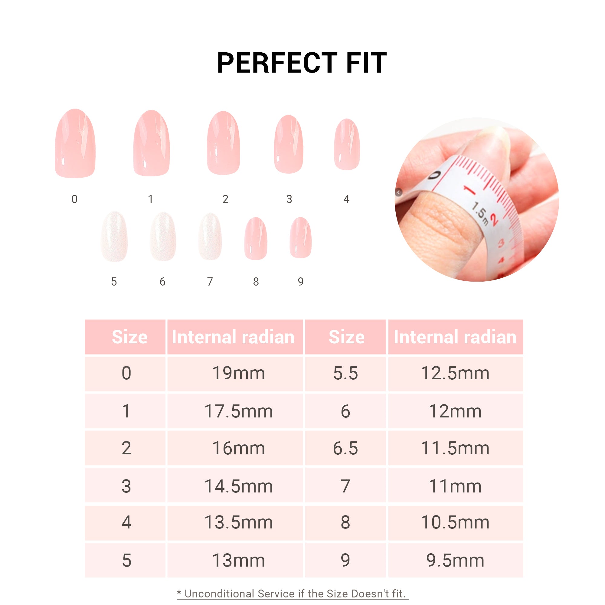 Acrylic Press On Nails - Short Almond Shape Fantasy Pink