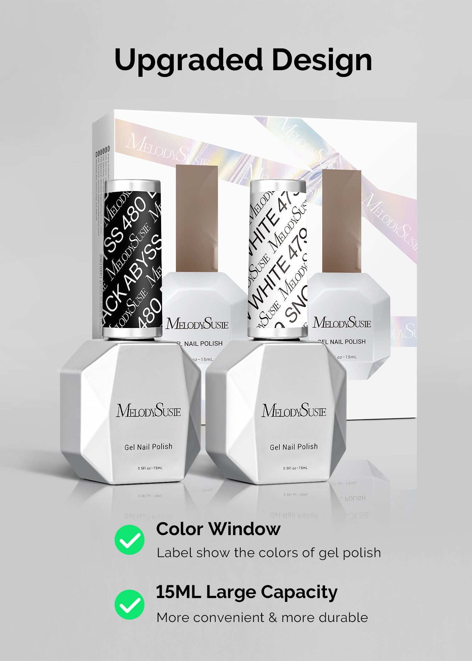 Gel Nail Polish White and Black 2 Pack 15ml