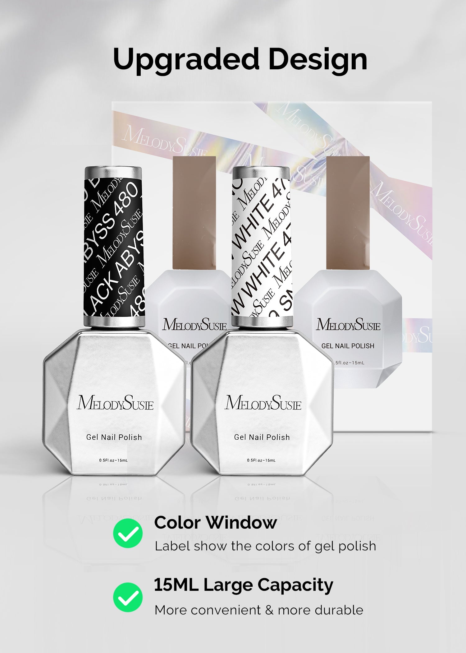 Gel Nail Polish White and Black 2 Pack 15ml