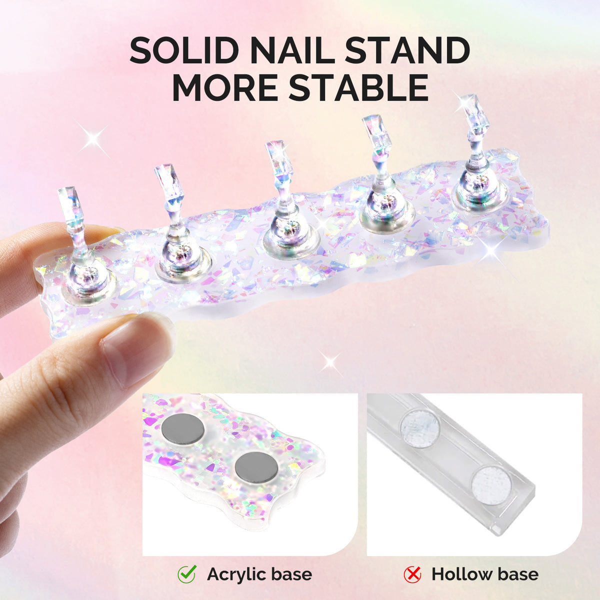 2-Set Acrylic Magnetic Base Nail Stand for Press Ons