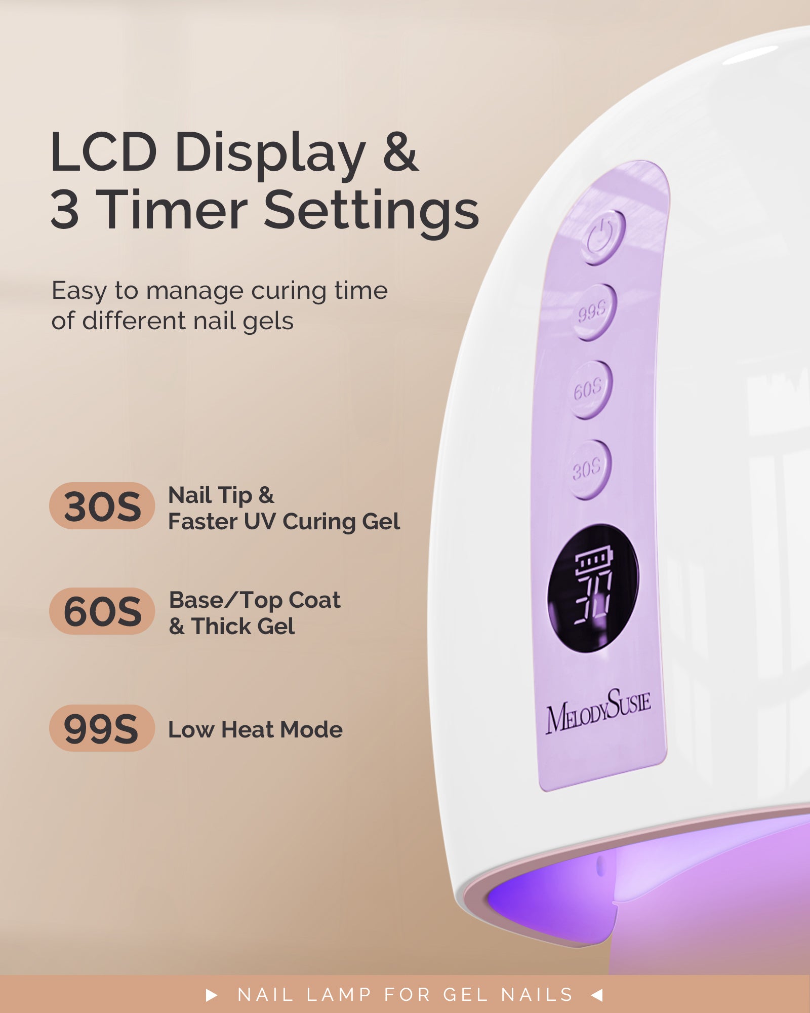 P-PLUS30G Rechargeable Cordless UV/LED Nail Lamp - Purple