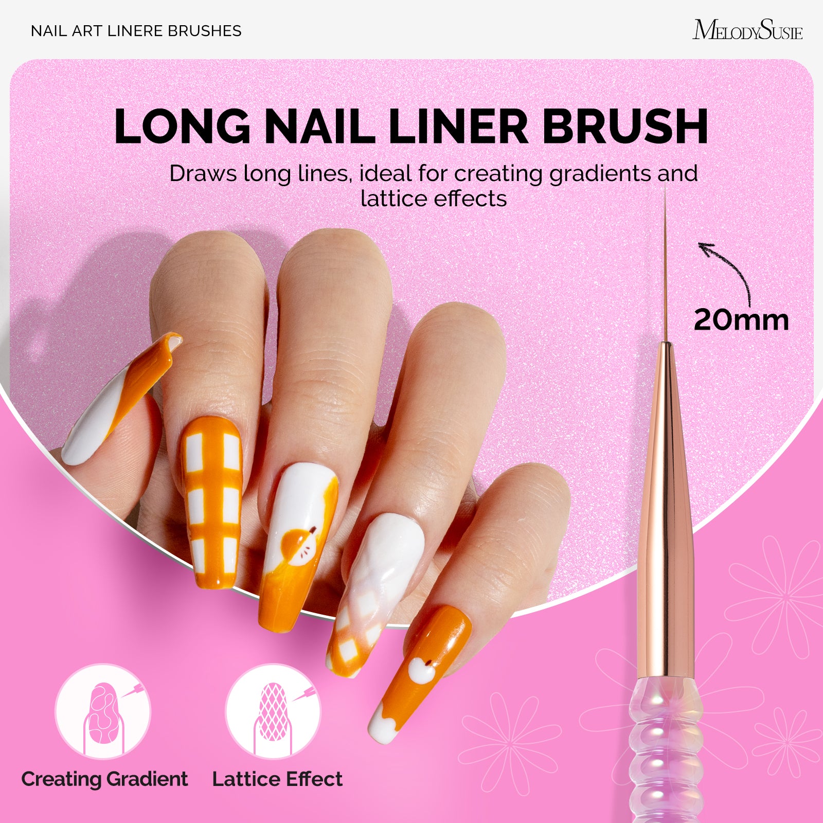 5Pcs Nail Art Liner Brushes with Nail Brush Holder - Sizes 5/7/9/11/20mm