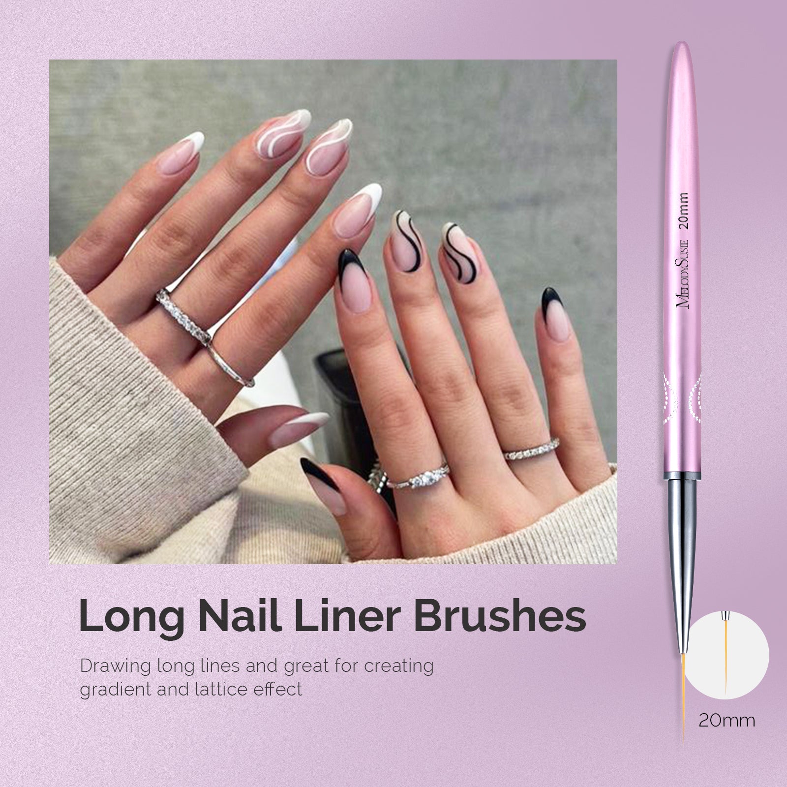 Nail Art Liner Brushes 5Pcs - Rose Gold