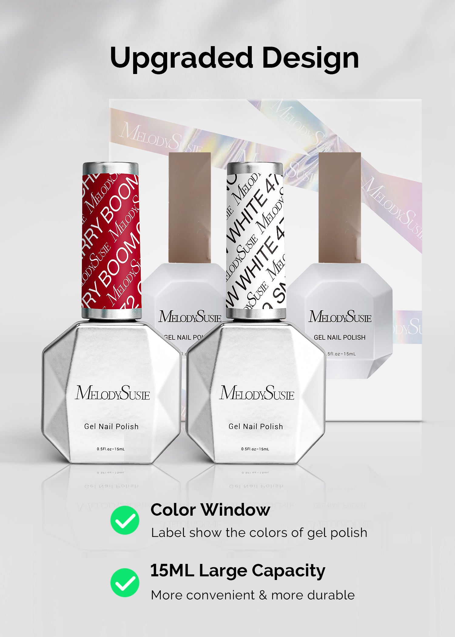 Gel Nail Polish Red and White 2 Pack 15ml