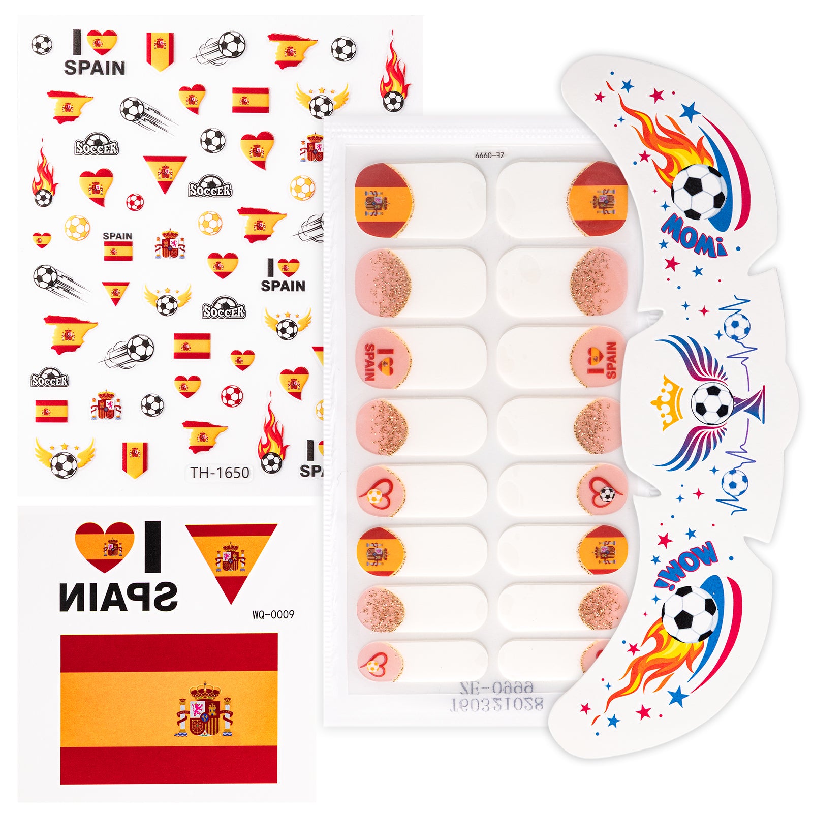 Gameday FanGlow Kit with World Cup Soccer Flag Nail Strips & Face Temporary Tattoos