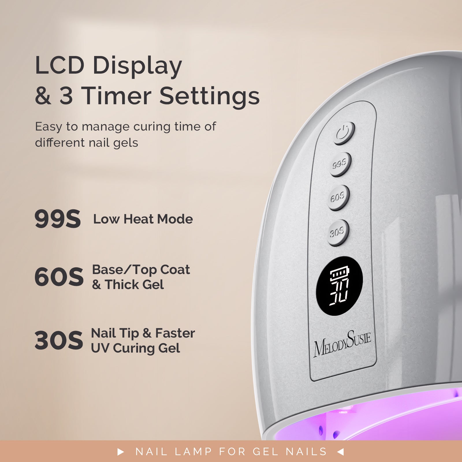 New Upgraded P-PLUS30GT Rechargeable Cordless UV/LED Nail Lamp - Silve
