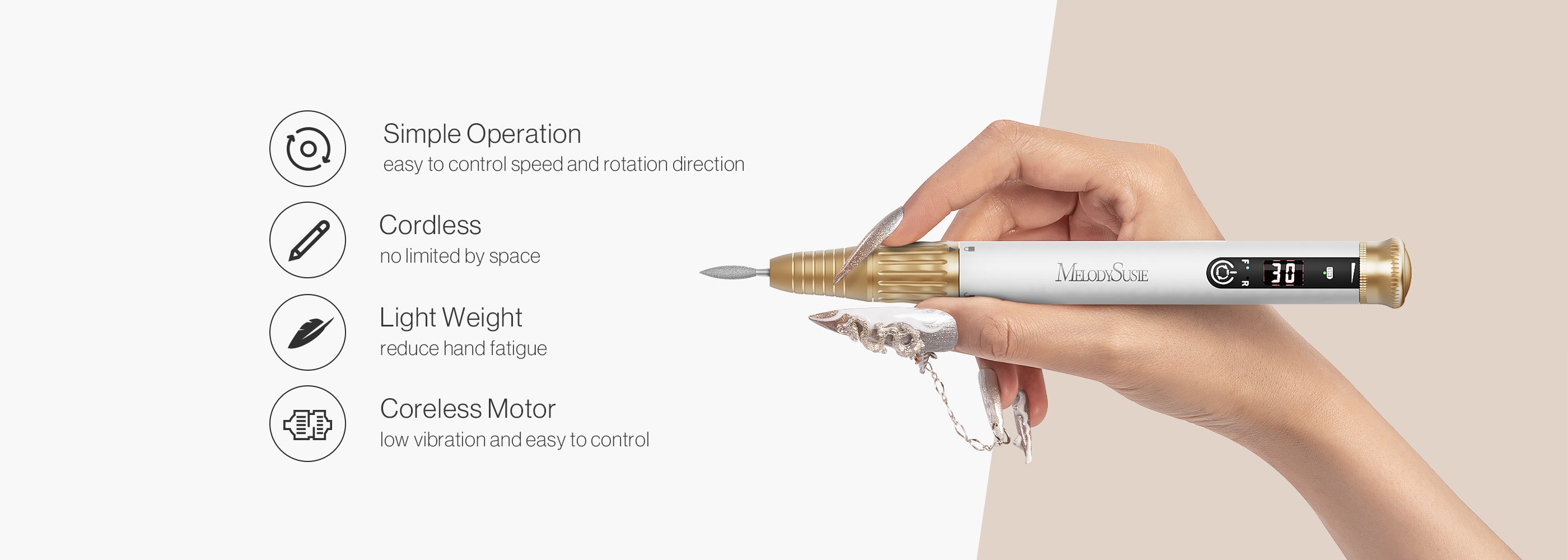 SP1 Nail Drill 30000 RPM is Simple Operation and have Coreless Motor