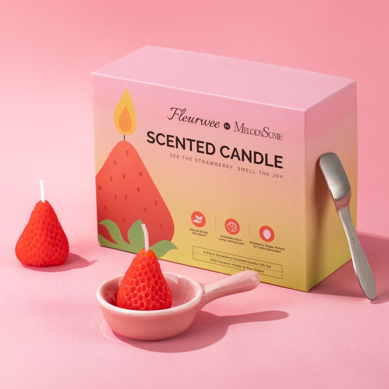 Strawberry Scented Candle Gift Set