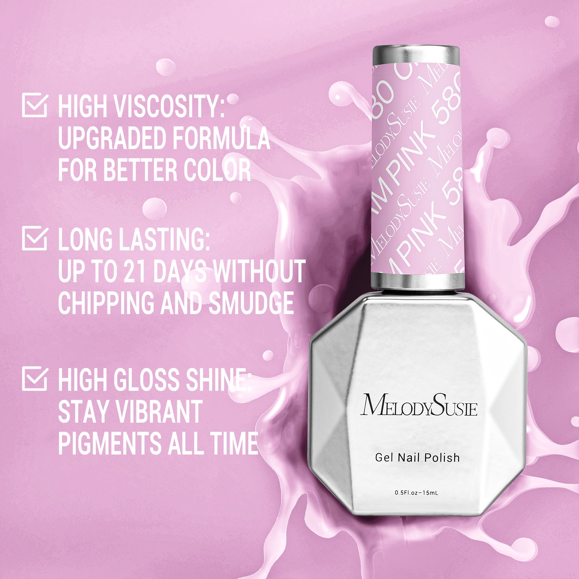 580 Cream Pink Nail Gel Polish(15ml)