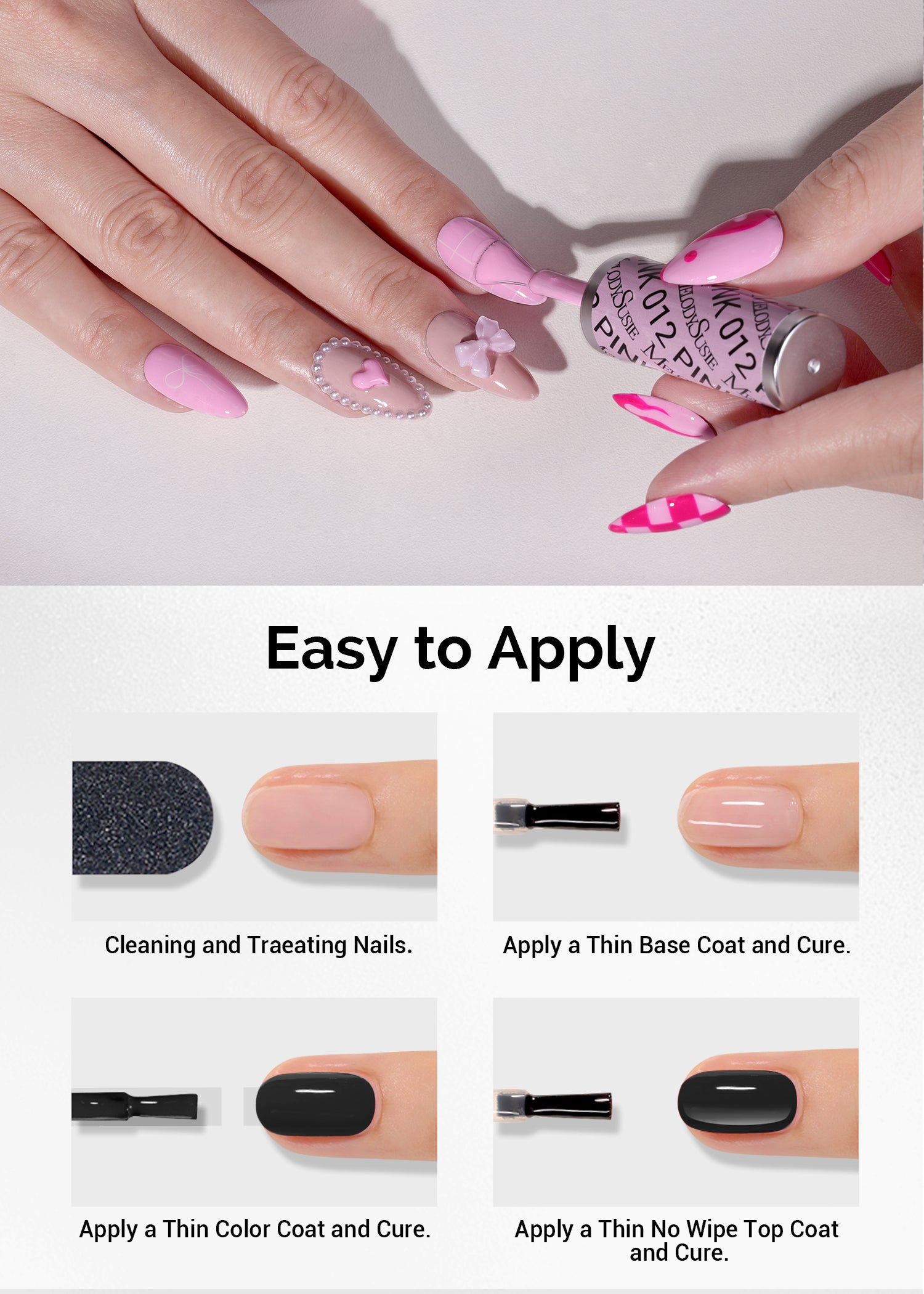 2 Pack 15ml Gel Nail Polish (093 Cinnamon Cloud and 012 Pretty Pink)
