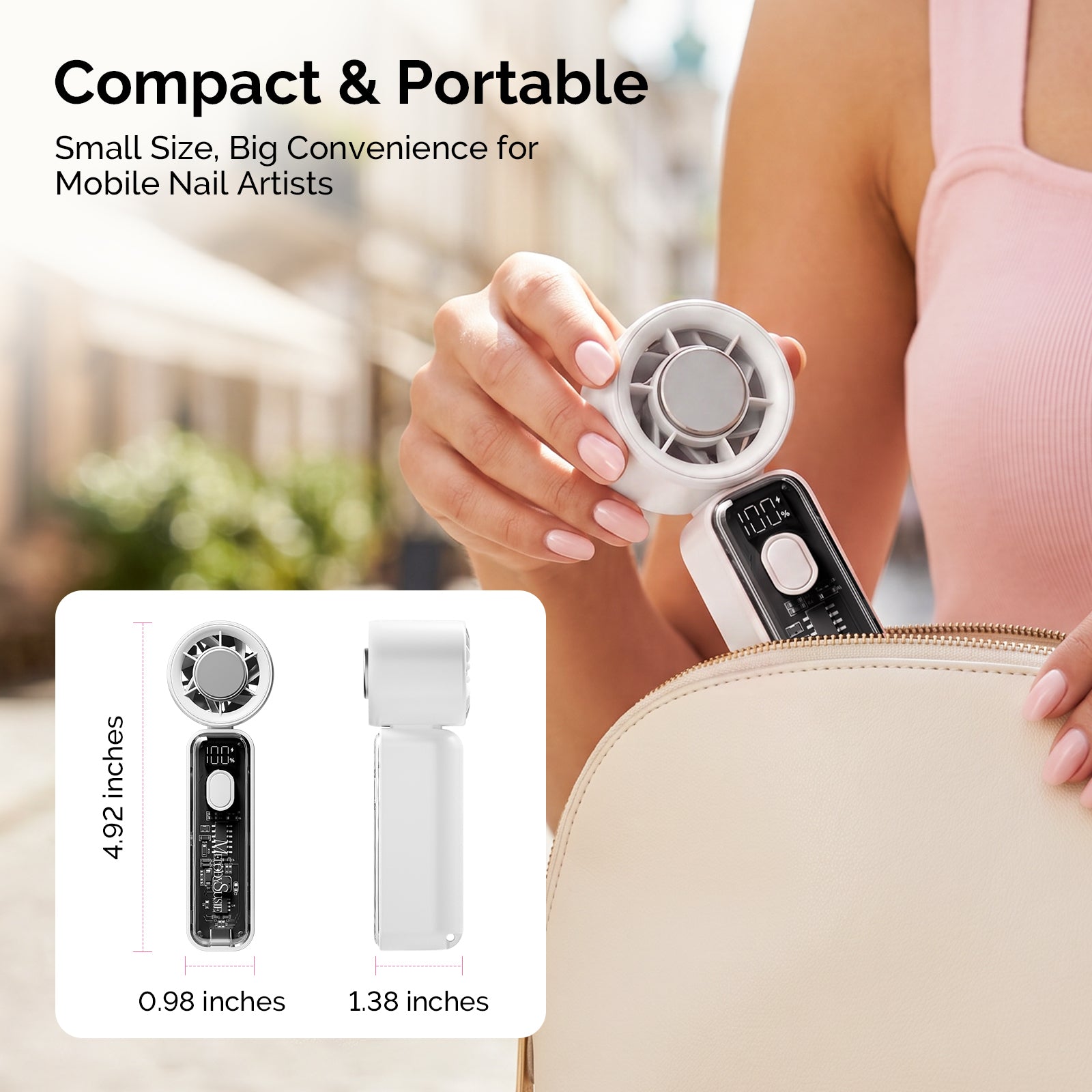 Portable & Rechargeable P-ARTF13 Mini Nail Art Cooling & Drying Fan - White