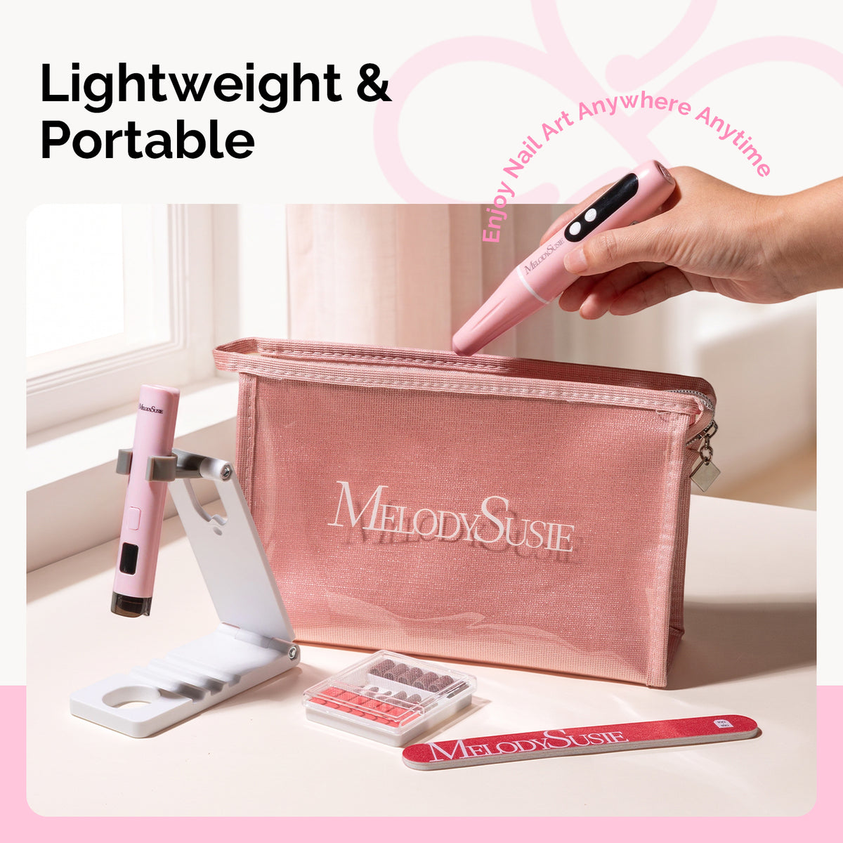 MelodySusie PC90G Nail Drill & P-ART01R Handheld Nail Lamp Gift Box