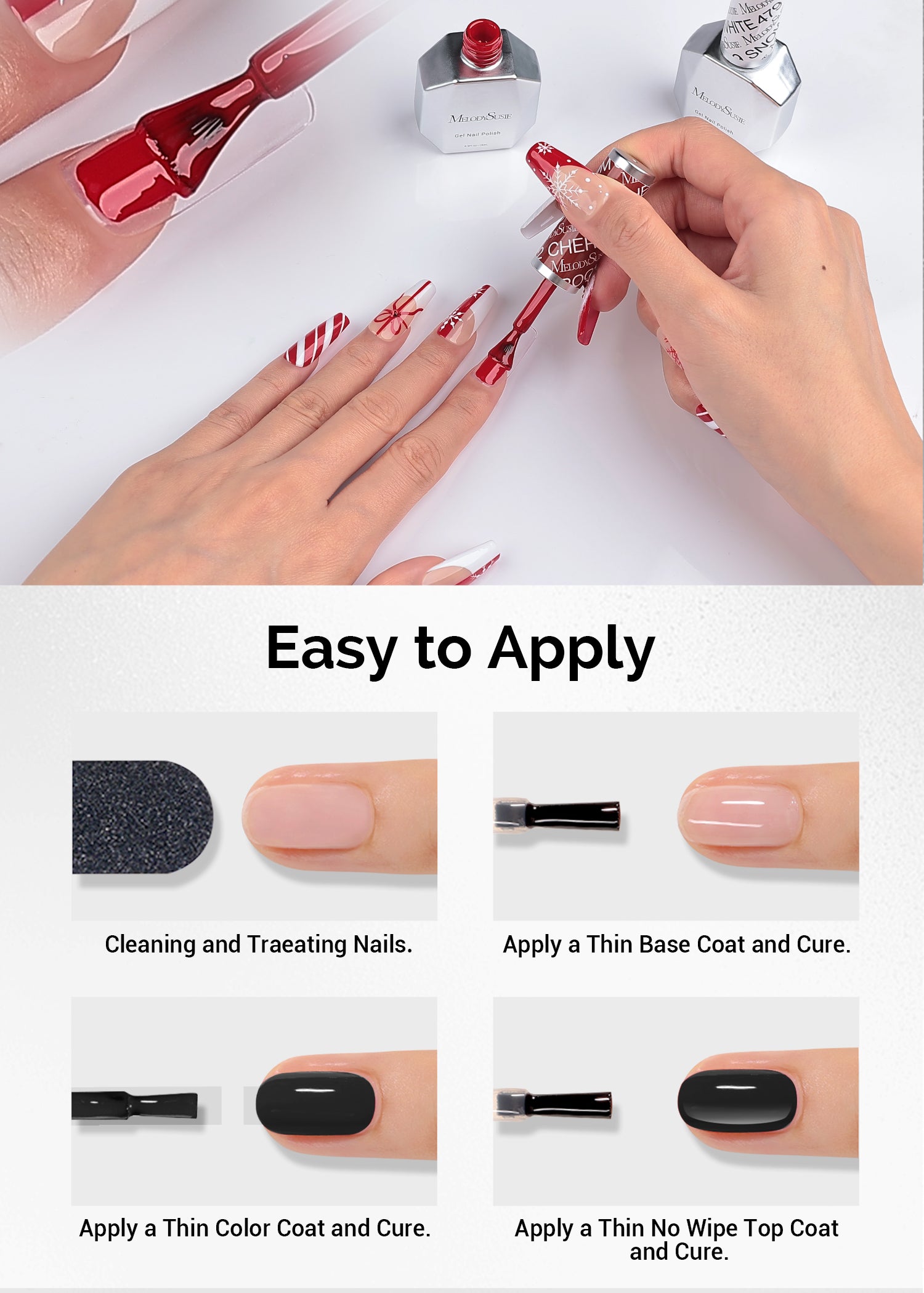 Gel Nail Polish Red and White 2 Pack 15ml