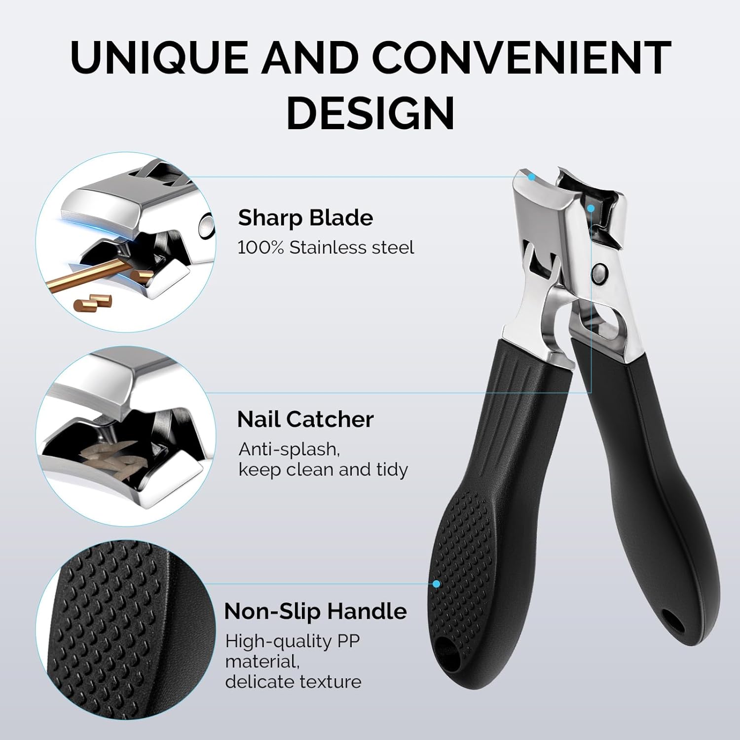 2Pcs Anti-Splash Curved and Slanted Nail Clippers Set