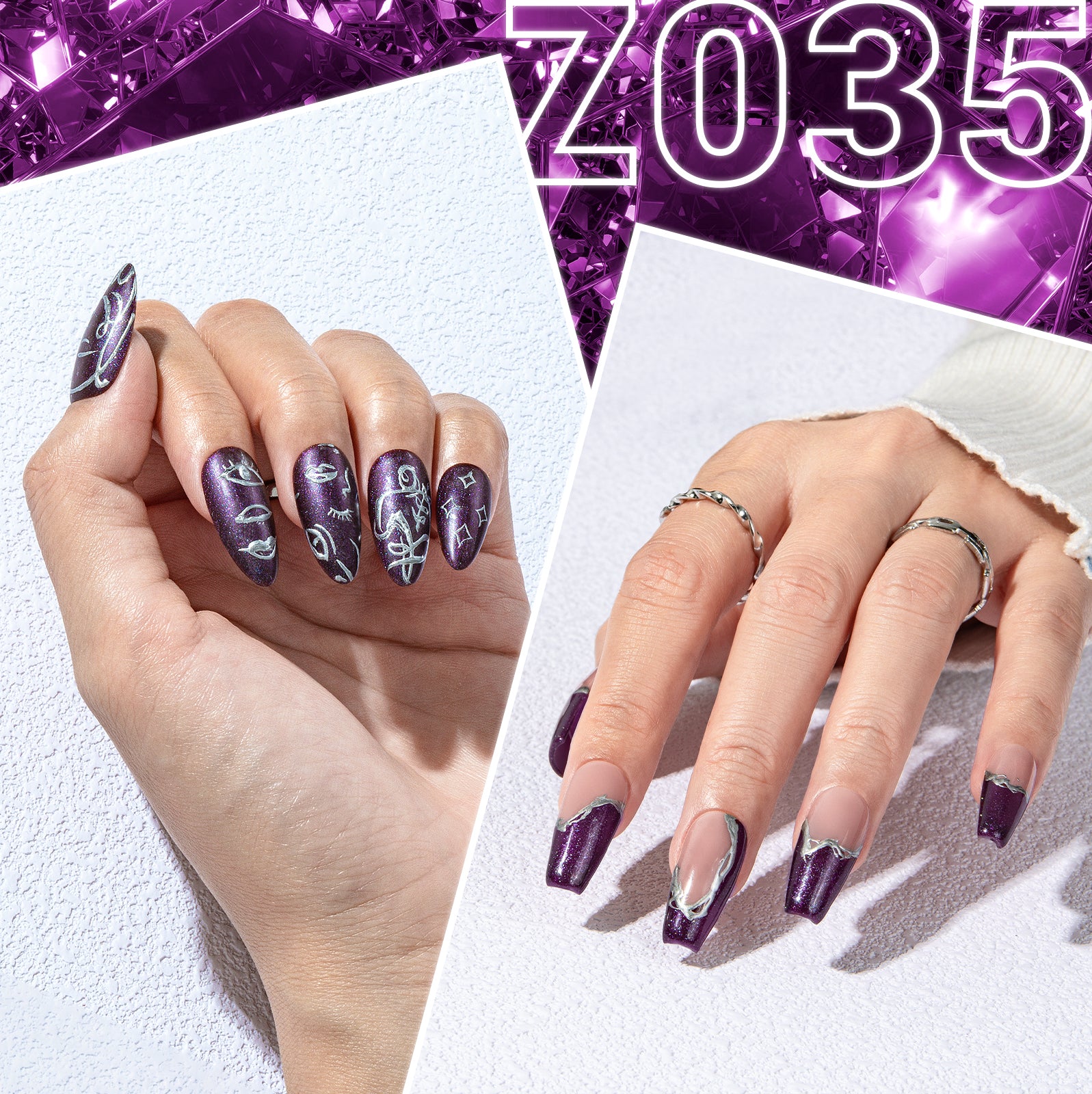 Z035 Universe Purple Glitter - Gel Nail Polish(15ml)