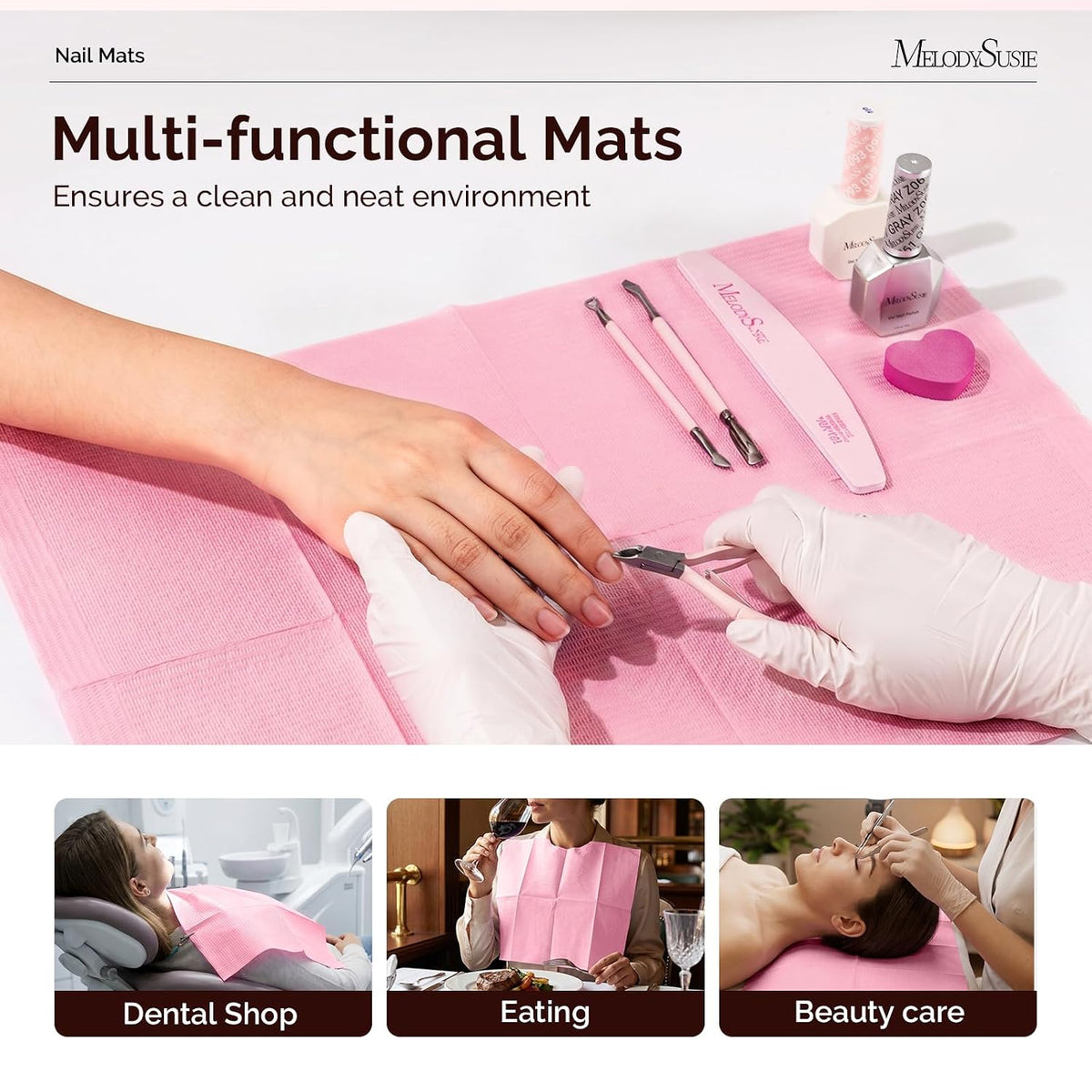Disposable Nail Mats, 3-Ply Absorbent Nail Art Table Pads 50Pcs