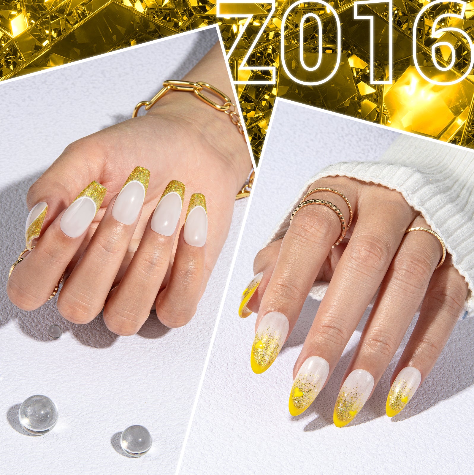 Z016 Rich Yellow Glitter - Gel Nail Polish(15ml)