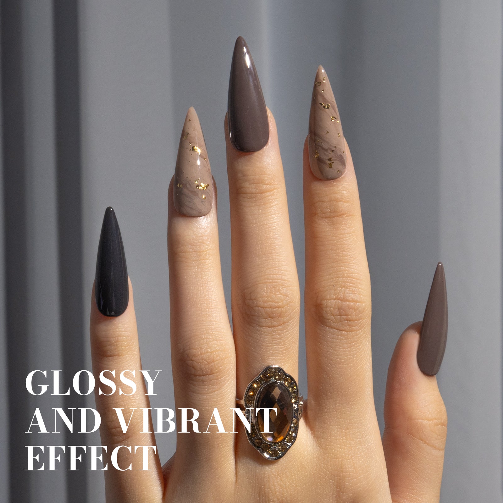 1647 Gray Brown - Faster UV Curing Gel Nail Polish 0.5 fl oz/15ml