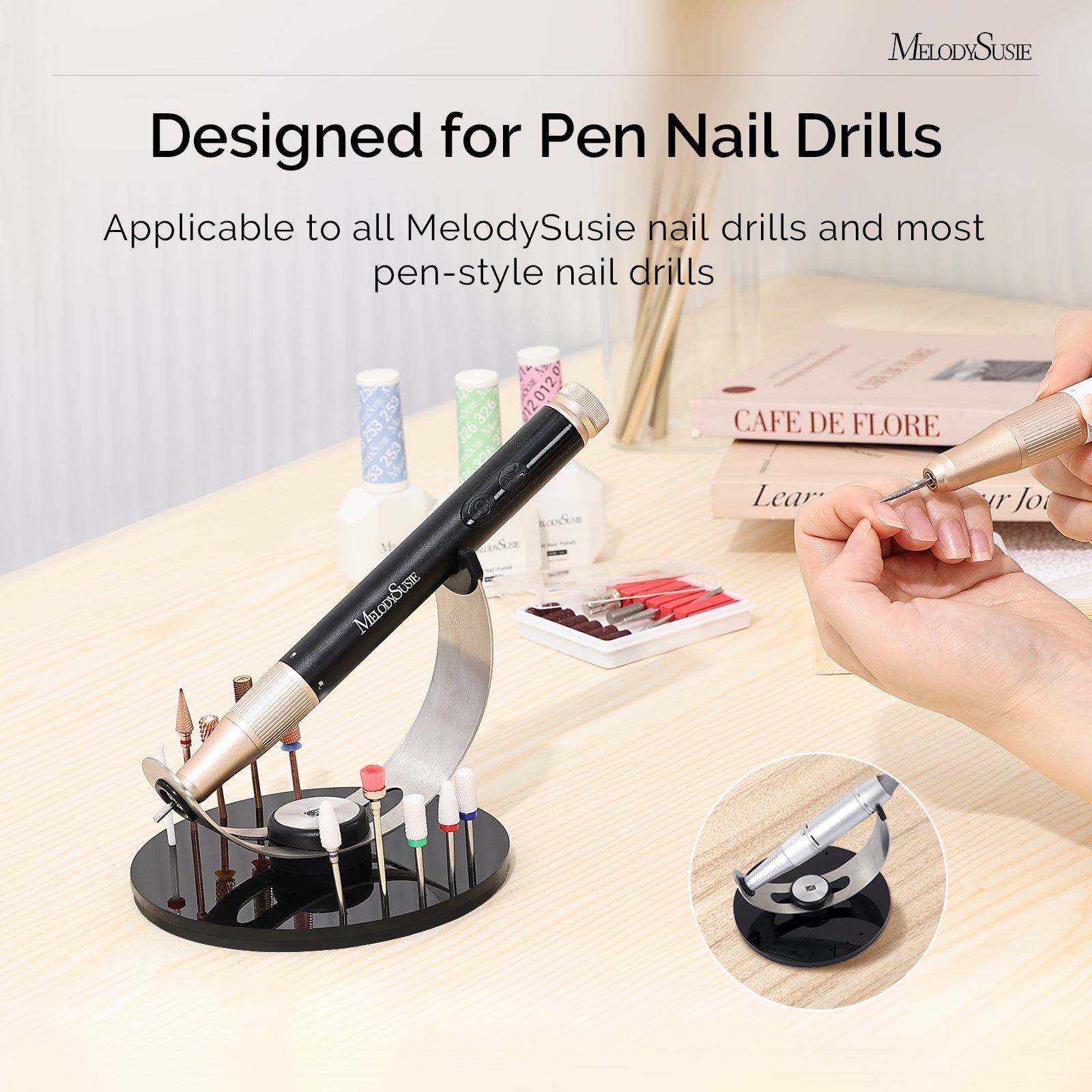 Pen Nail Drill Holder with 10 Holes Nail Drill Bits