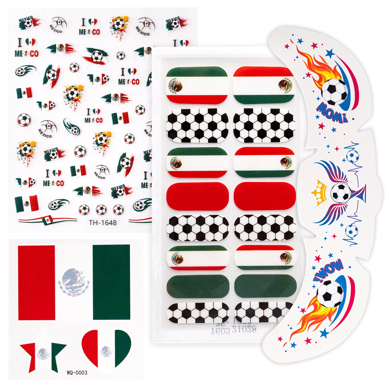 Gameday FanGlow Kit with World Cup Soccer Flag Nail Strips & Face Temporary Tattoos