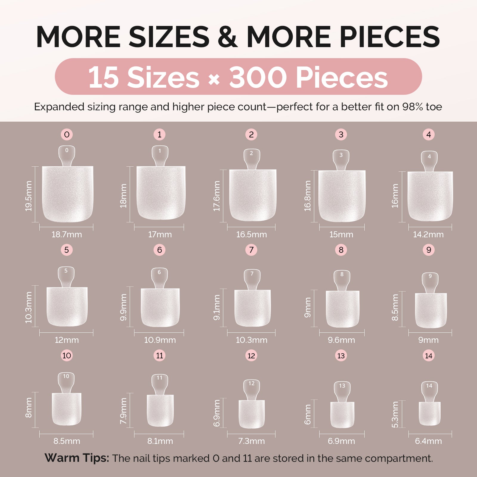 300Pcs Half Matte Clear Acrylic Full Cover Toe Nail Tips
