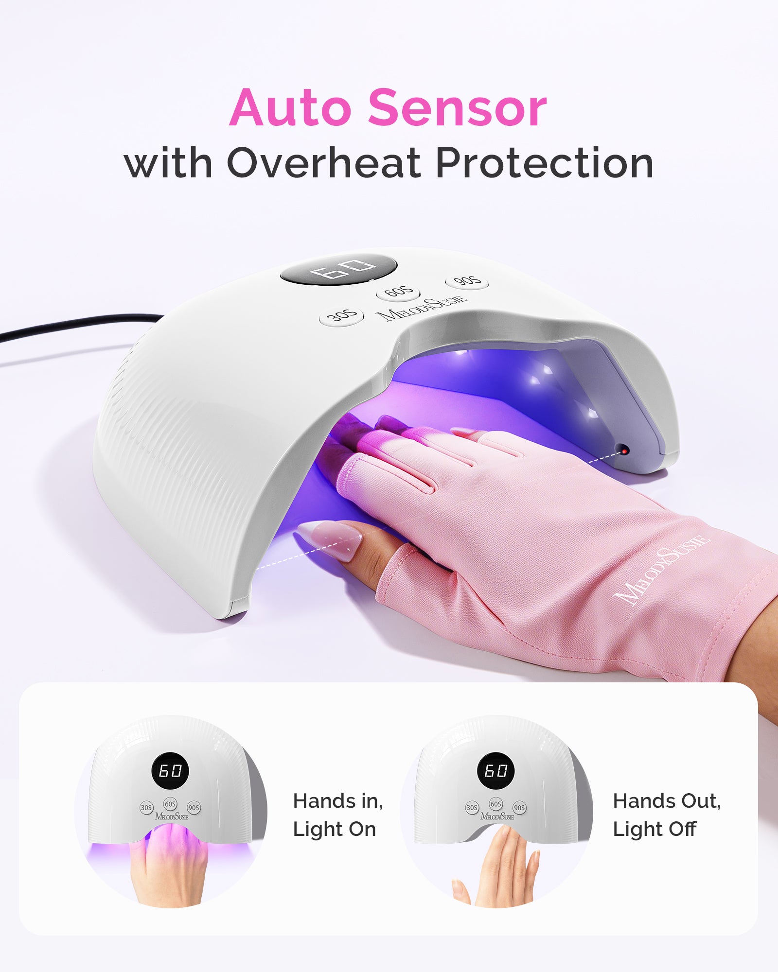 P-PLUS30A LED/UV Nail Lamp with UV Gloves - White