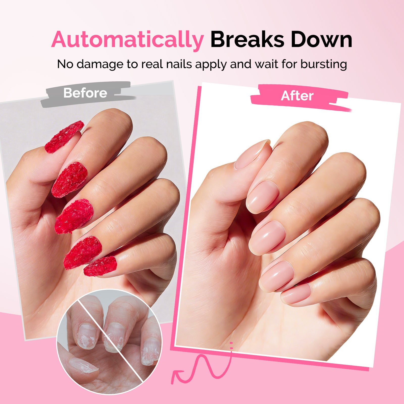 2Pcs Gel Nail Polish Remover with Cuticle Oil & Cuticle Pusher Tool