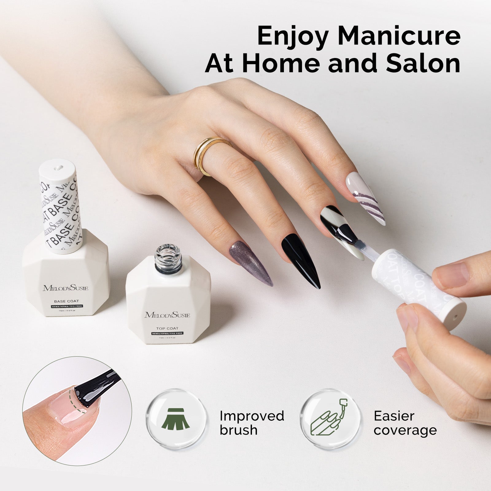 Top Coat & Base Coat - Hema-Free Gel Nail Polish 0.5 fl oz/15ml