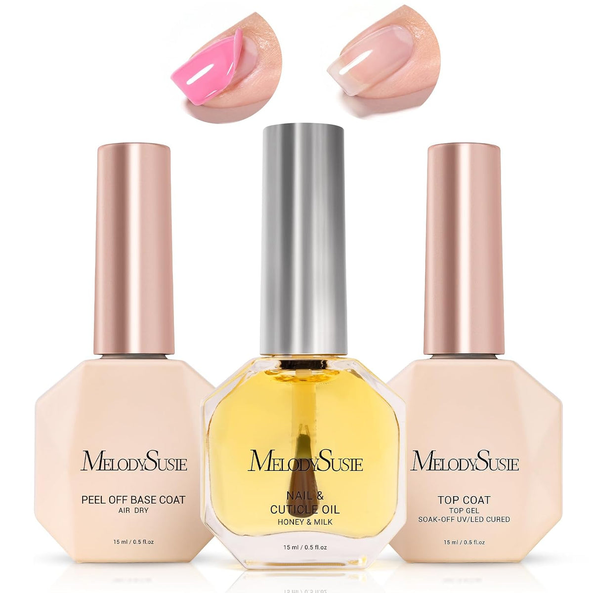 Top & Base Coat Gel Essentials Set - 3Pcs
