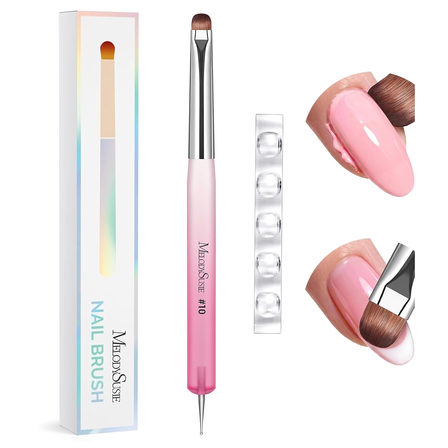 Dual-Ended French Nail Brush and Dotting Pen Set with Brush Holder - Size #10#12#14#16
