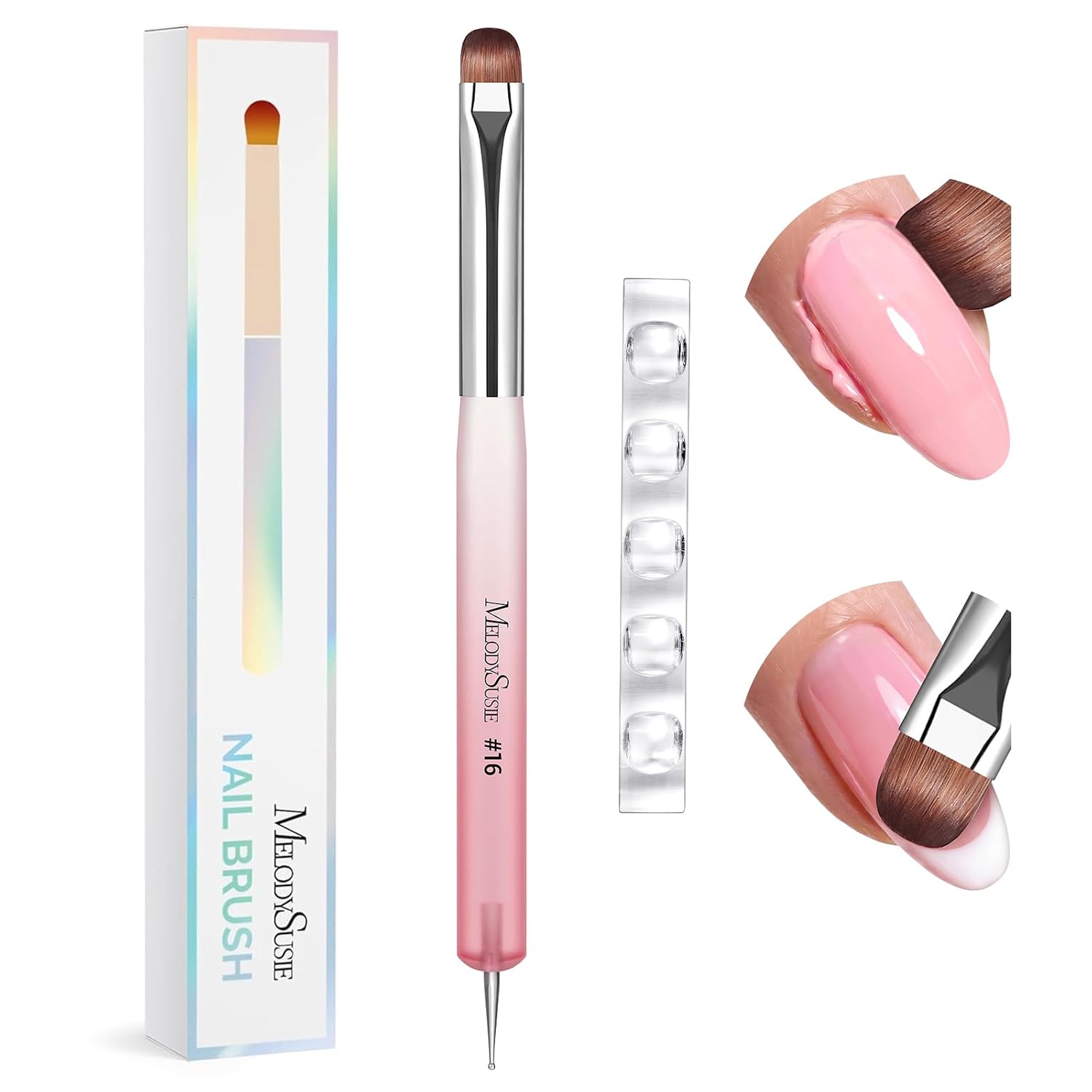 Dual-Ended French Nail Brush and Dotting Pen Set with Brush Holder - Size #10#12#14#16