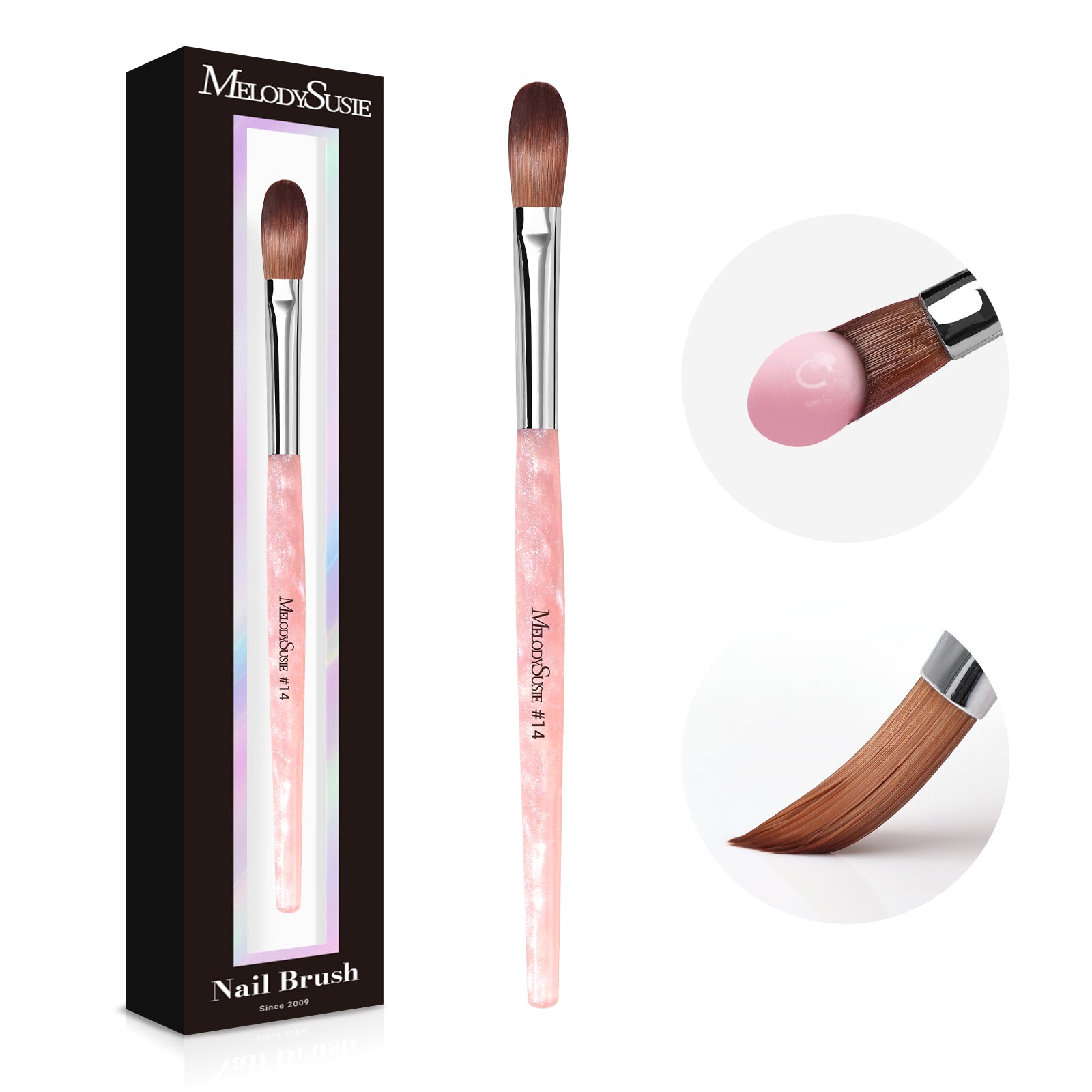 Nail de Dance Sculpture Brush ピンク Kolinsky Acrylic Nail Brush - Pink #8