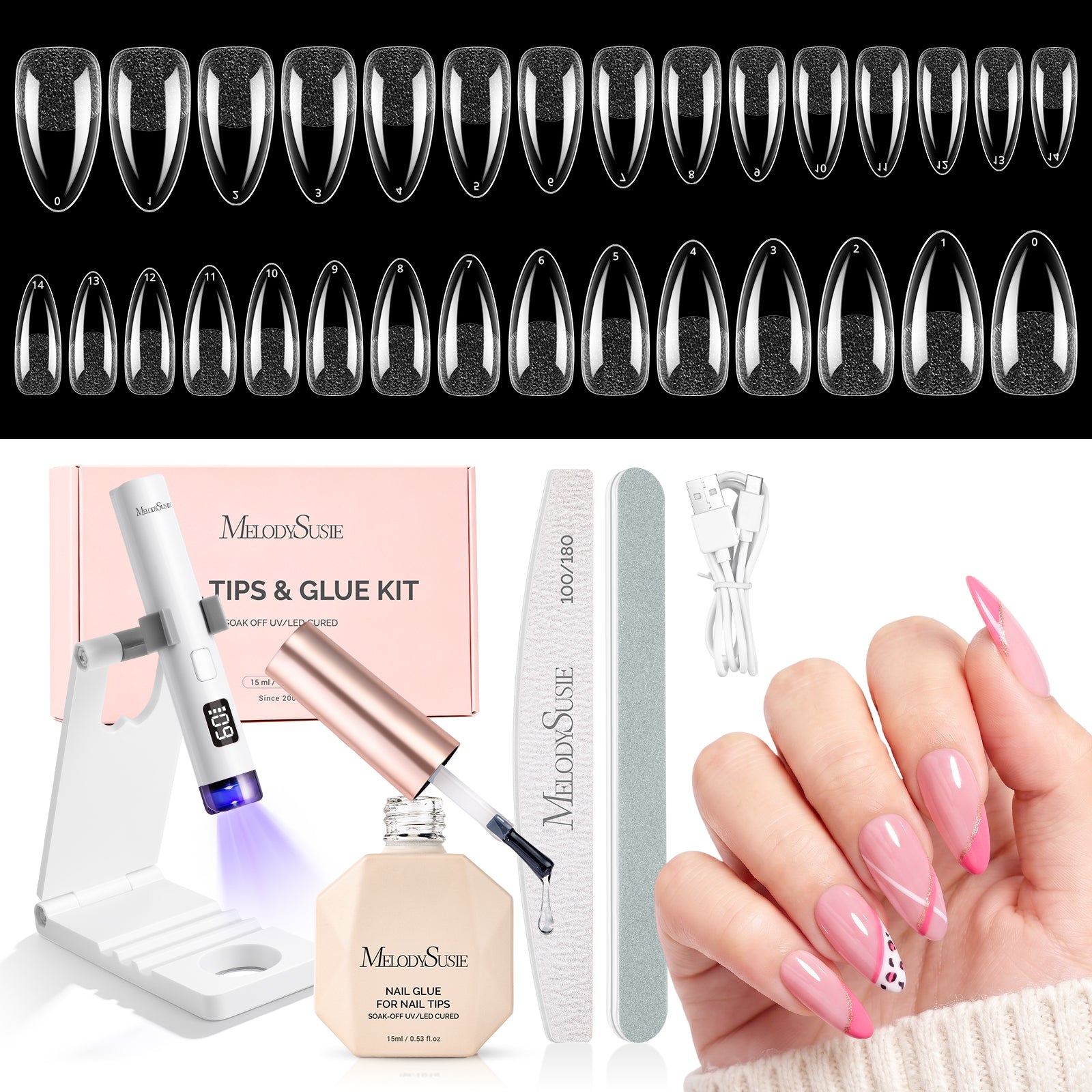 All-in-One Press-On Nails & Nail Tips Kit with Application Tools