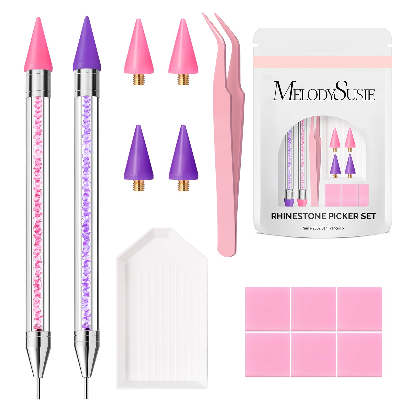 Nail Art Rhinestone Picker Tool Set - Pink & Purple - US ONLY