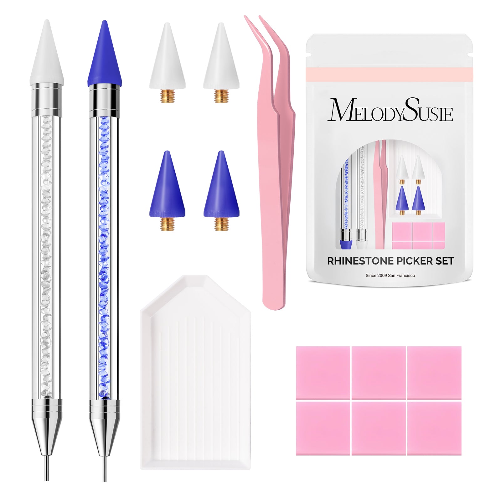 Nail Art Rhinestone Picker Tool Set - Blue & White - US ONLY