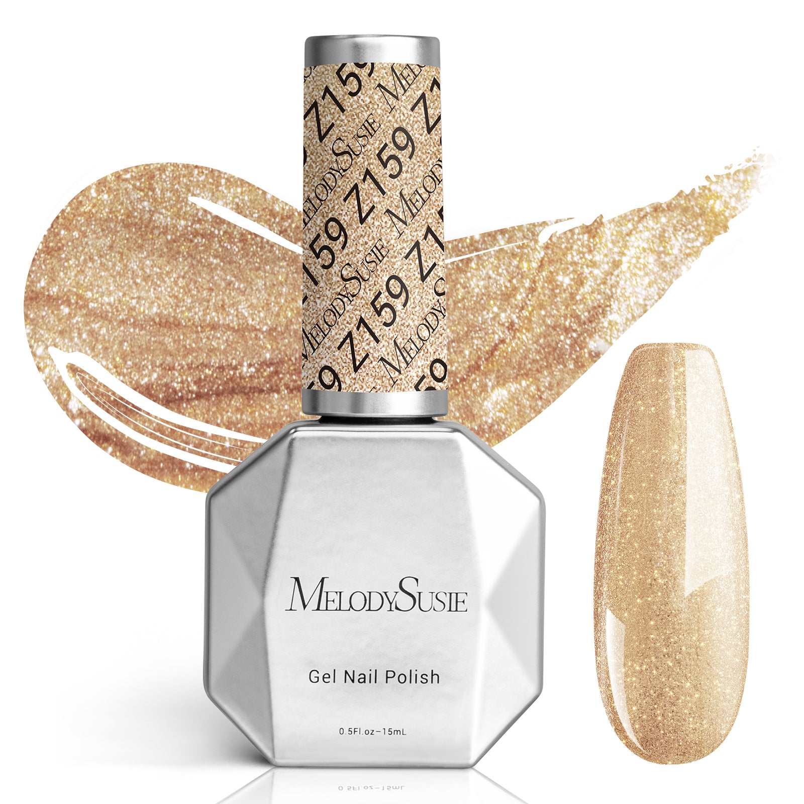 Z159 Champagne Glitter - Faster UV Curing Gel Nail Polish 0.5 fl oz/15ml