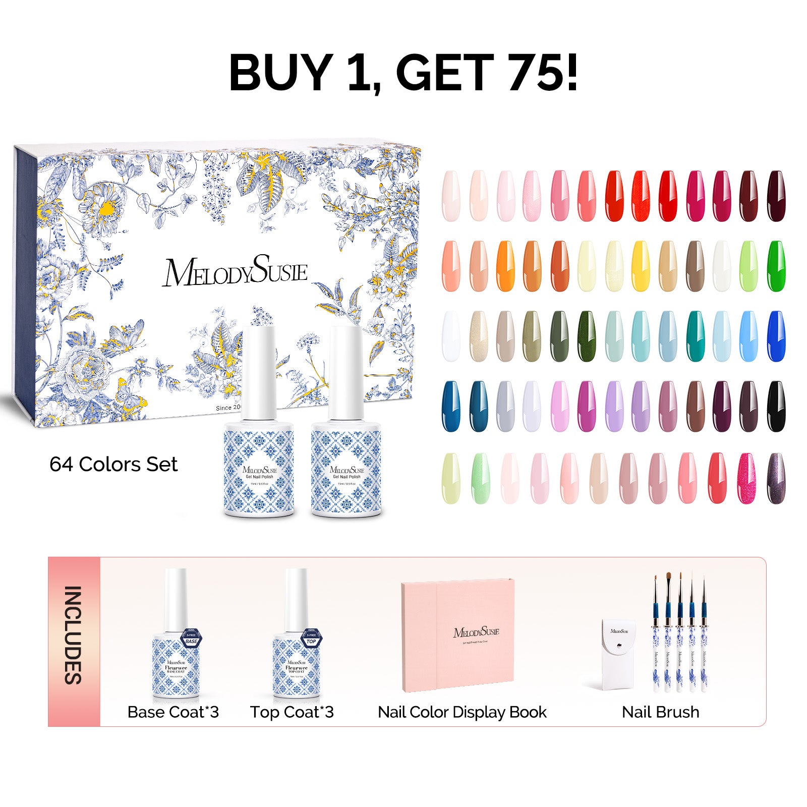 Fleurwee Plant-Based Gel Nail Polish Set - 64 Colors