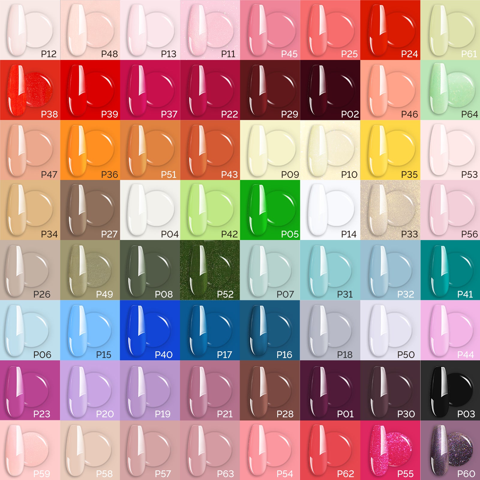 Fleurwee Plant-Based Gel Nail Polish Set - 64 Colors