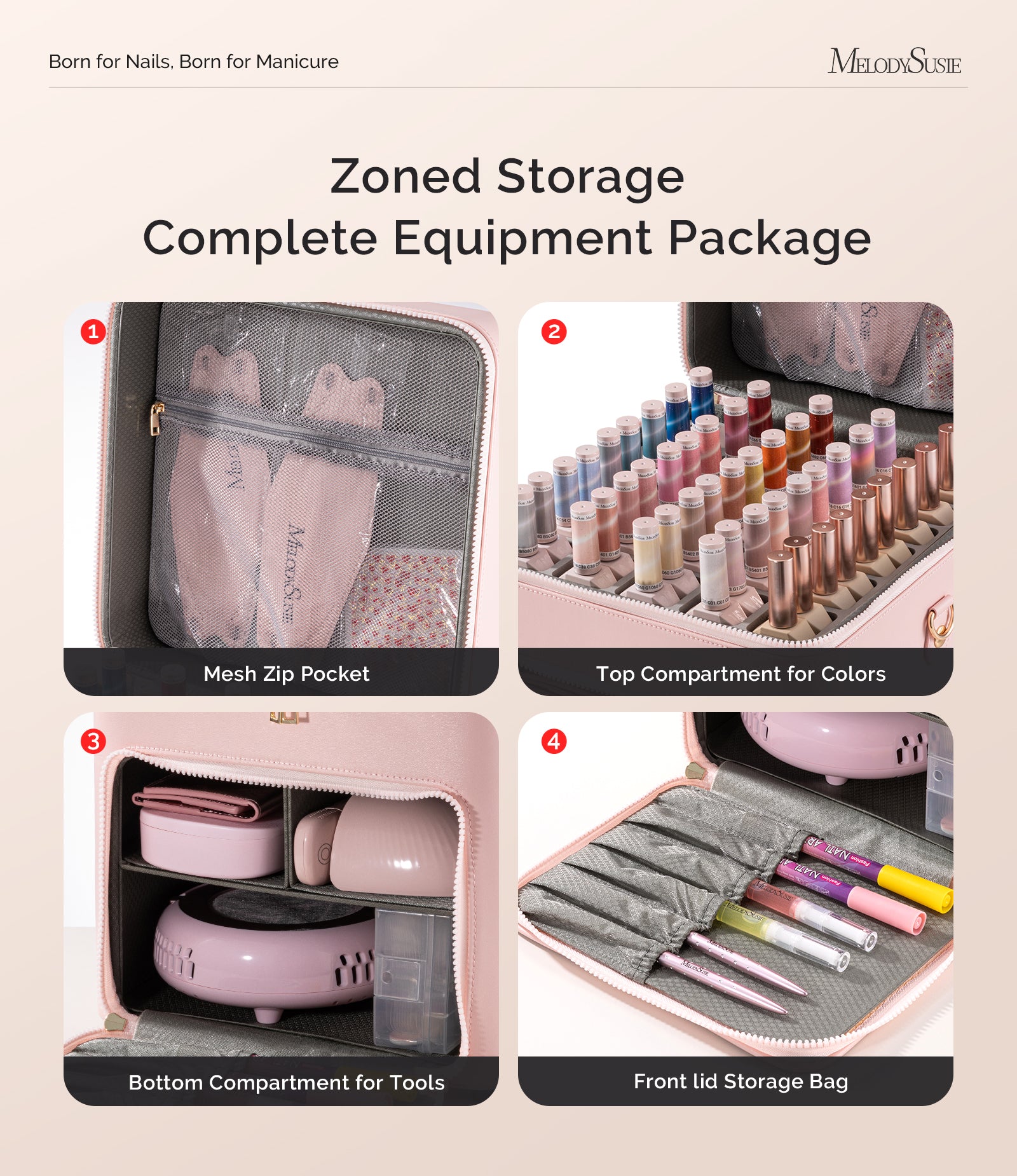 ジェル＆スプレーケース　ピンクタイダイmix       ズパゲッティ ManiCaddy Partitioned Storage Case for Manicure Tools